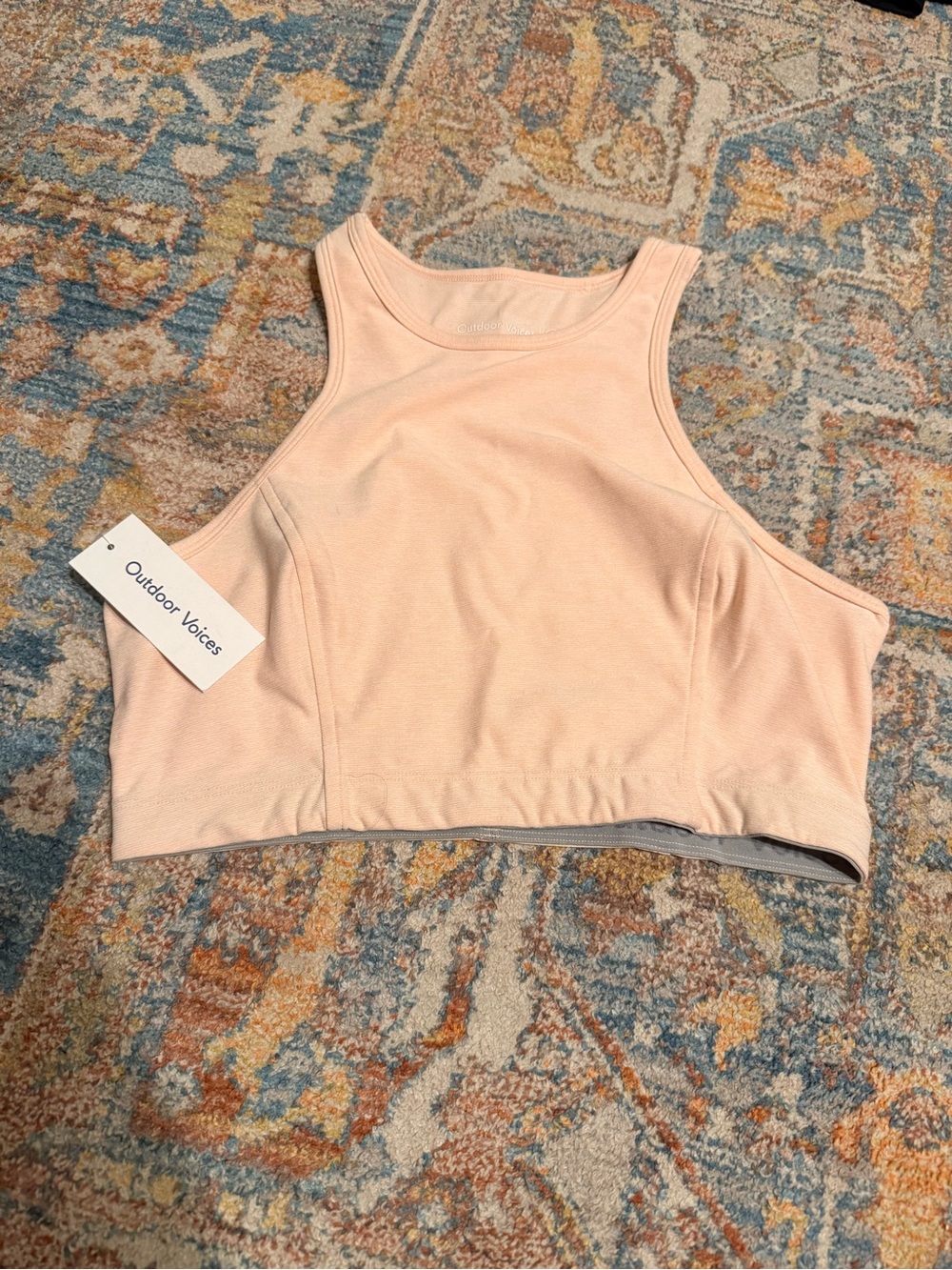 Outdoor Voices Peach Pink High-Neck Crop Sports Bra